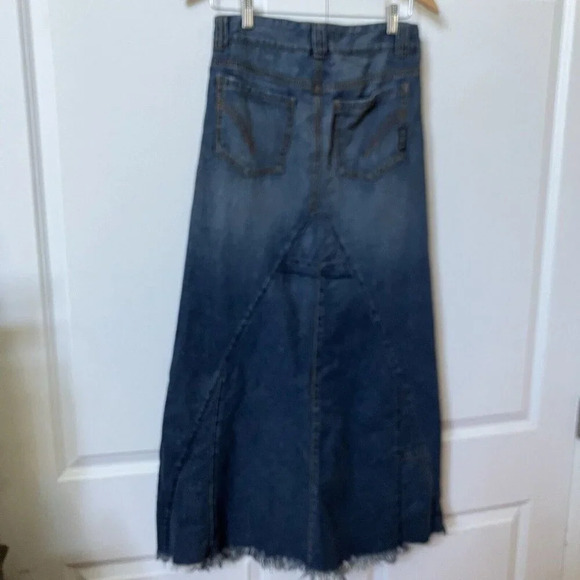 Y2K Billy Blues Patchwork Denim Jean Maxi Skirt Frayed Contrast Stitch - Picture 5 of 5